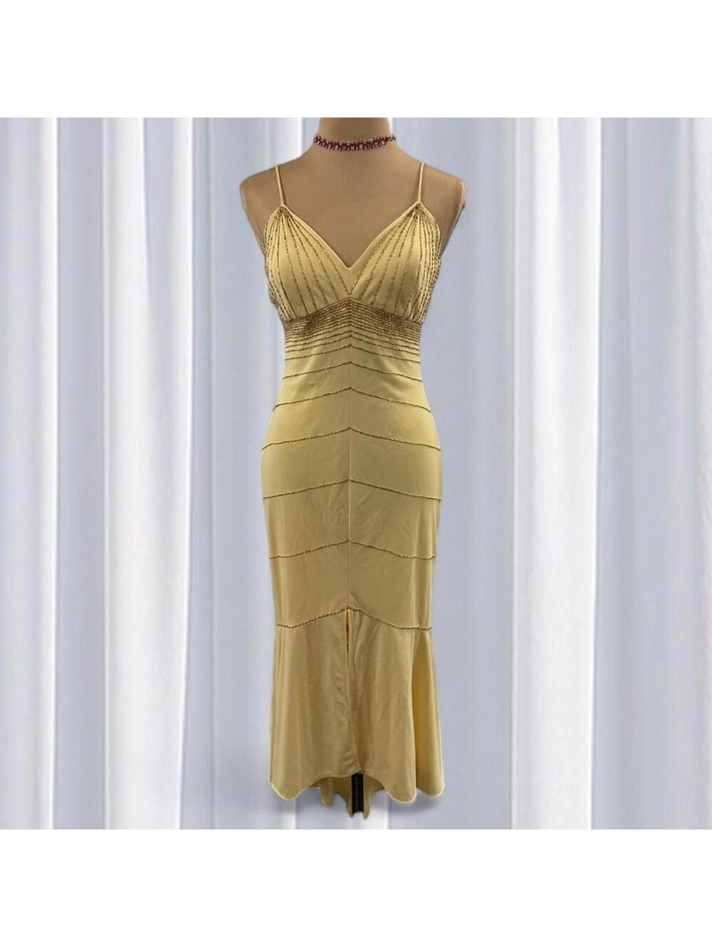 Vintage Yellow De Laru beaded dress